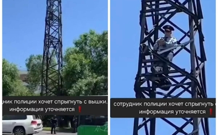 Алматыда полиция қызметкері мұнарадан секірмек болды (ВИДЕО)