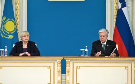 Касым-Жомарт Токаев и Наташа Пирц-Мусар провели брифинг для представителей СМИ