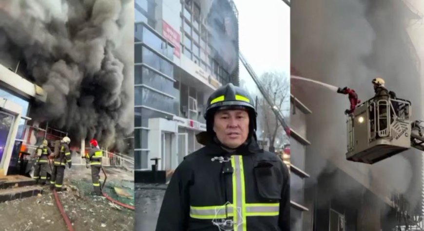 В Алматы вспыхнул пожар с взрывами: горело шестиэтажное административное здание