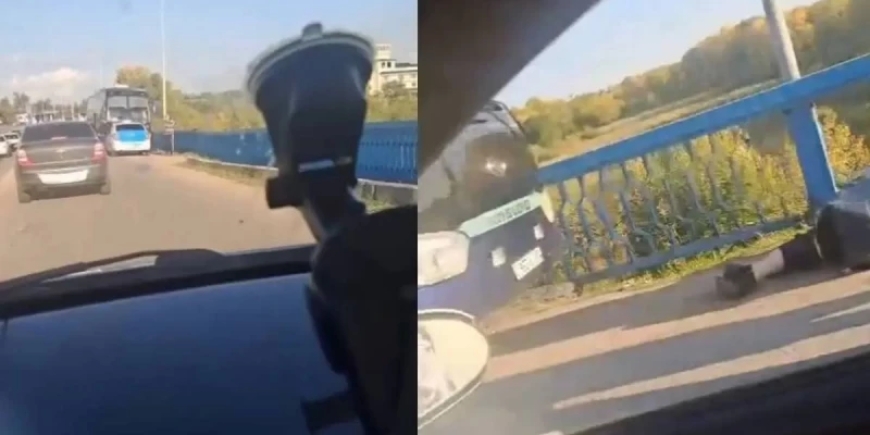 Павлодарда көпір үстінде автобус жүргізушісі рөлде көз жұмды